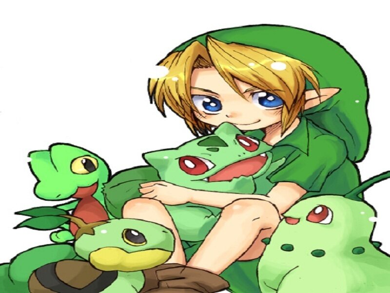 Link hugging Bulbasaur
