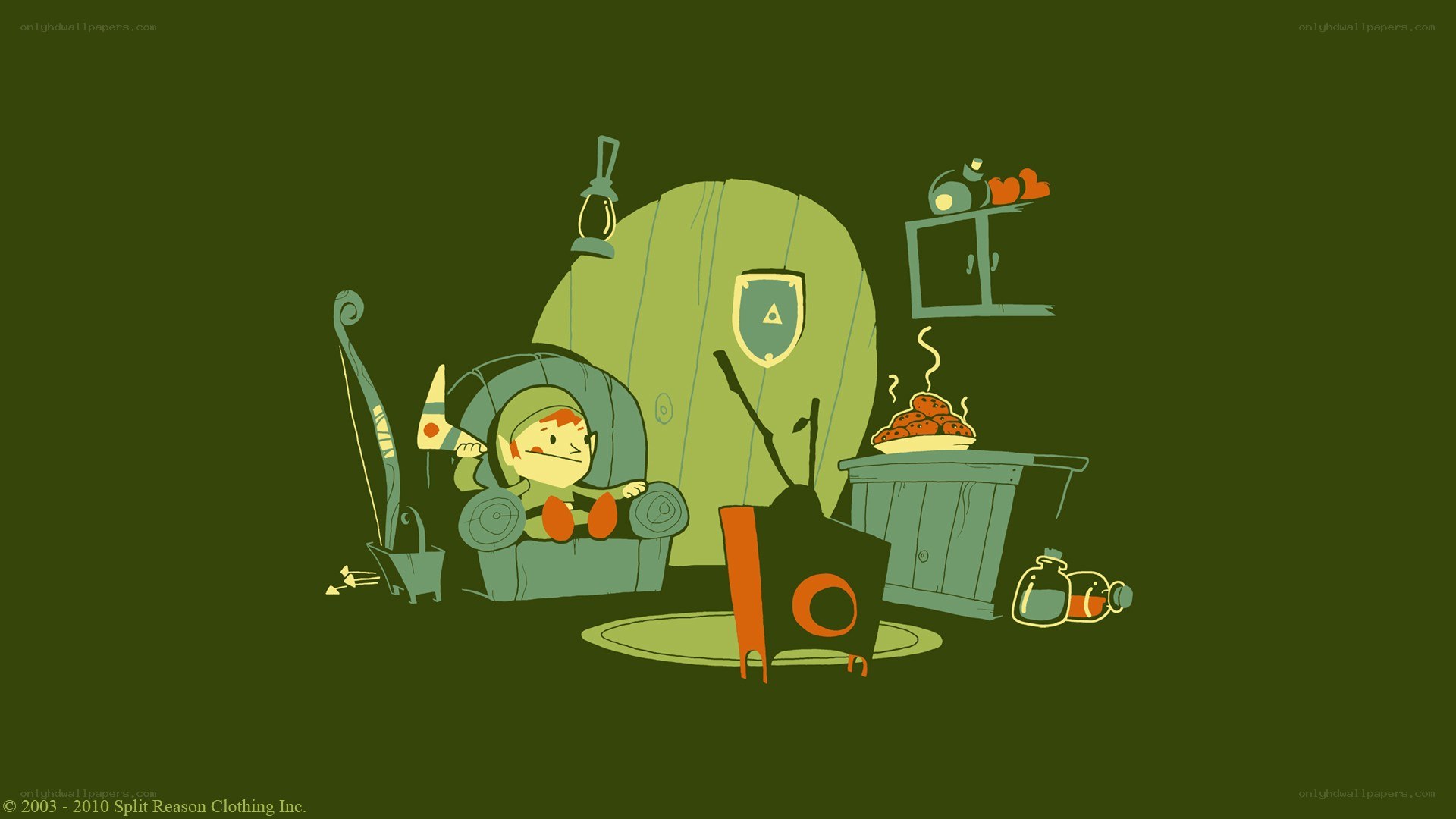 Link in a cozy room