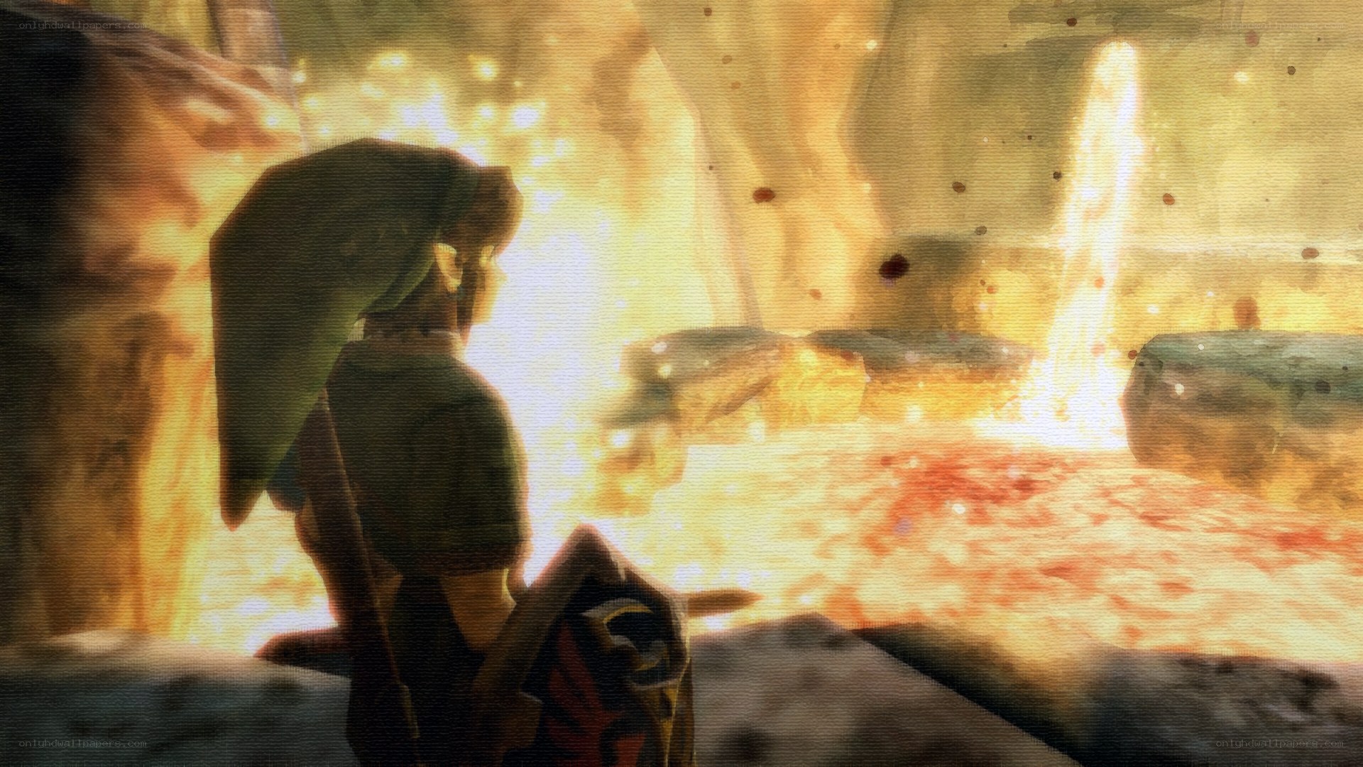 Link in a fiery cave