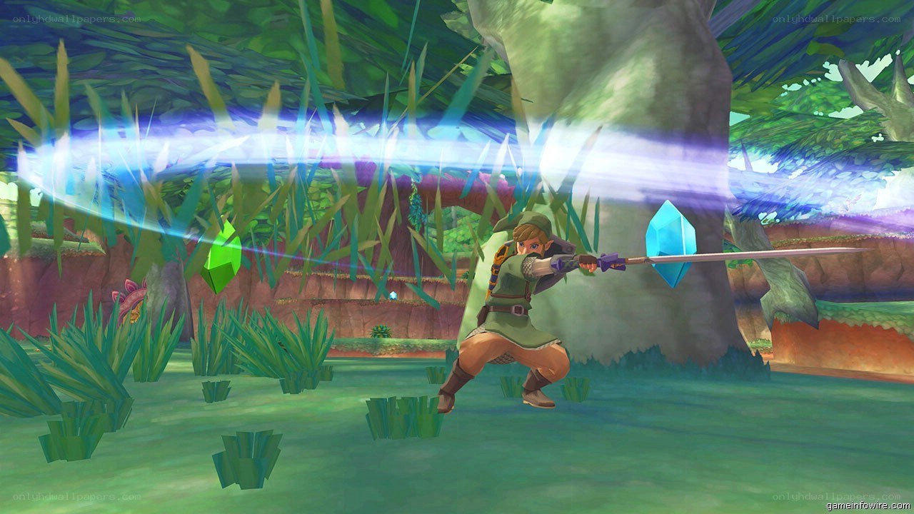 Link in a forest clearing