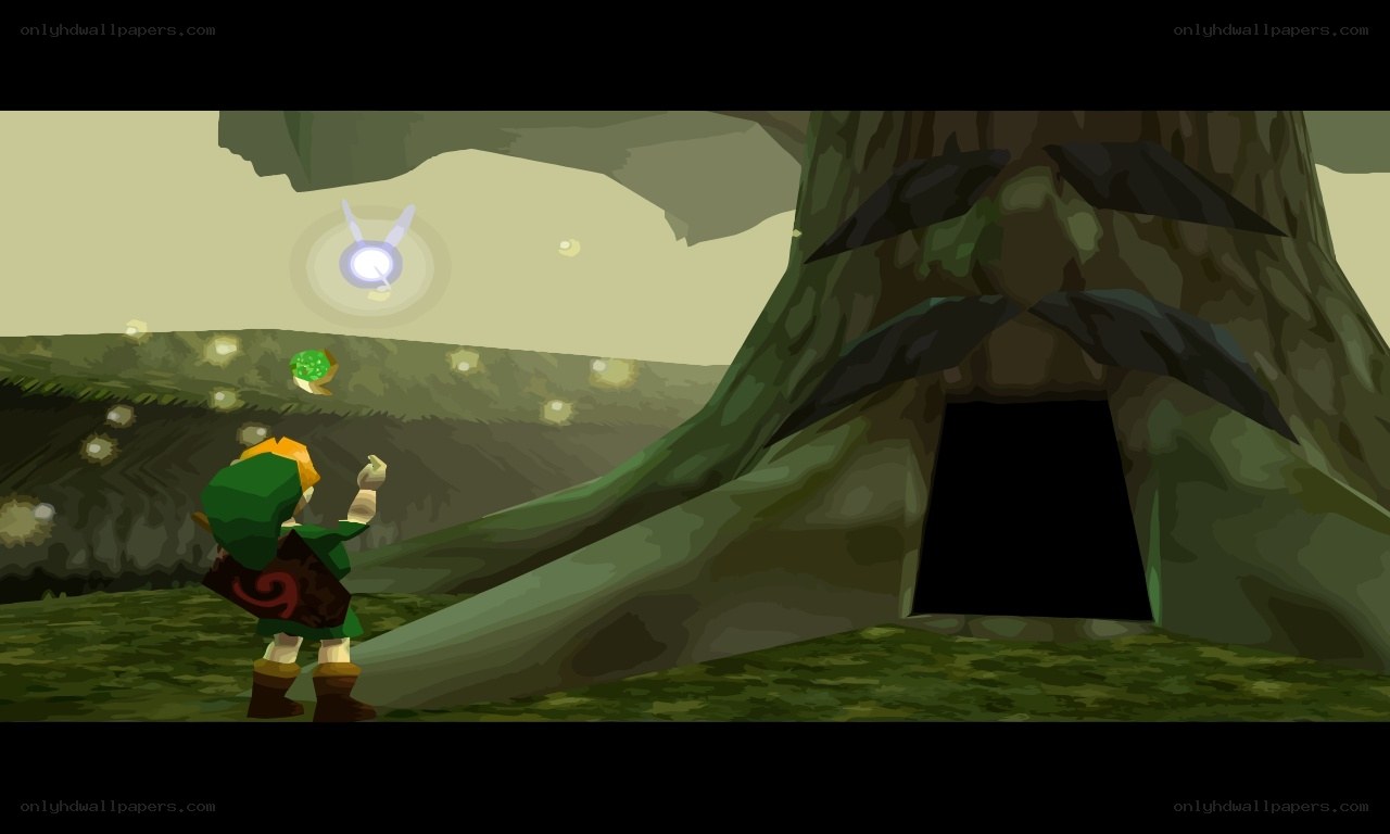 Link in a forest clearing
