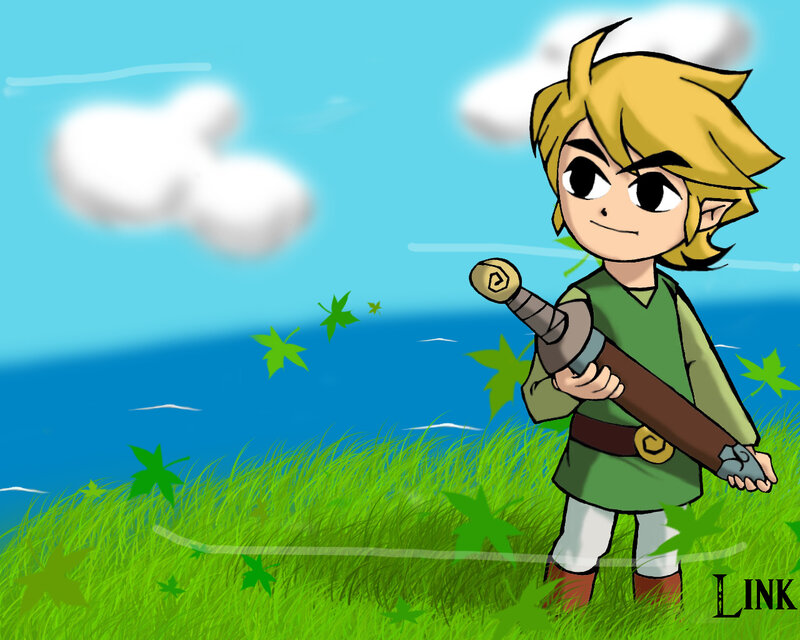 Link in a grassy field