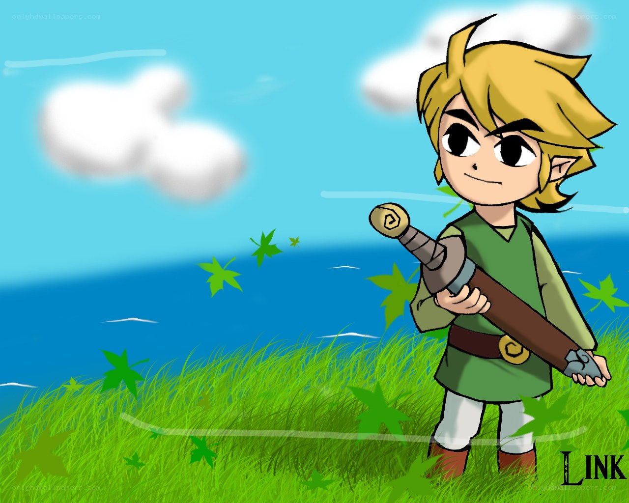 Link in a grassy field