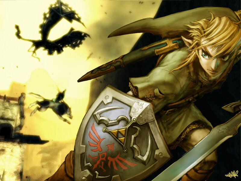 Link in action with enemies