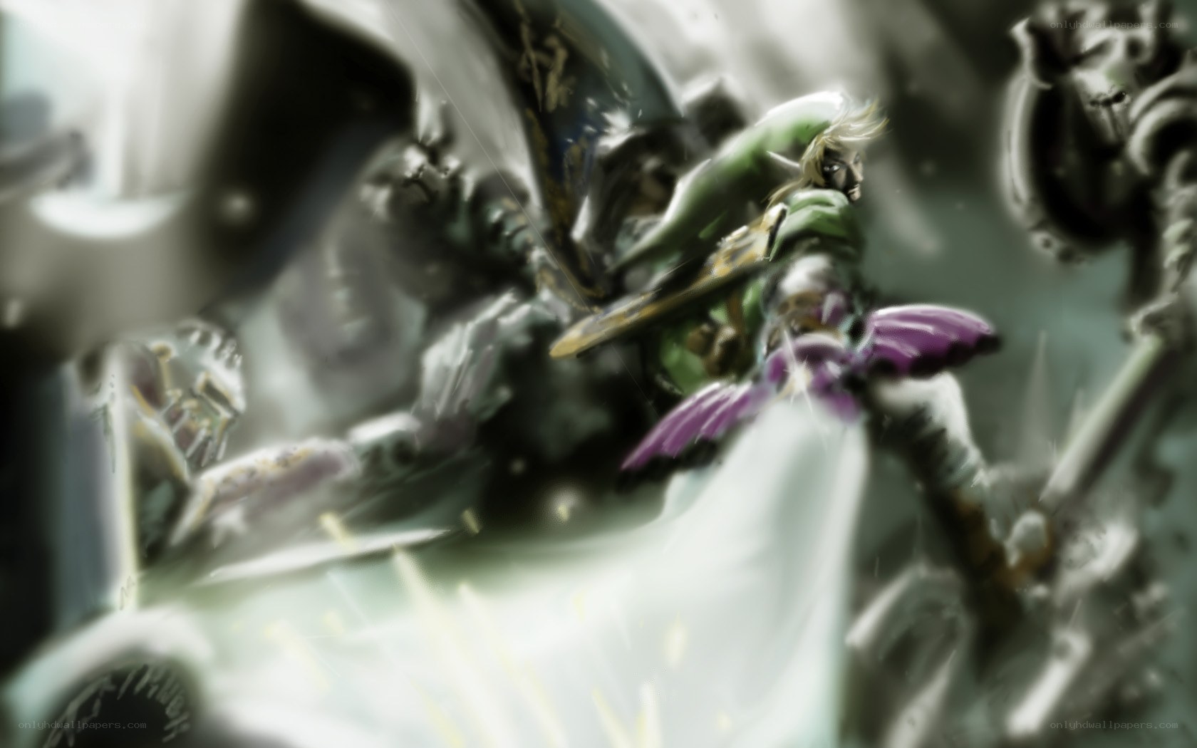 Link in battle with enemies