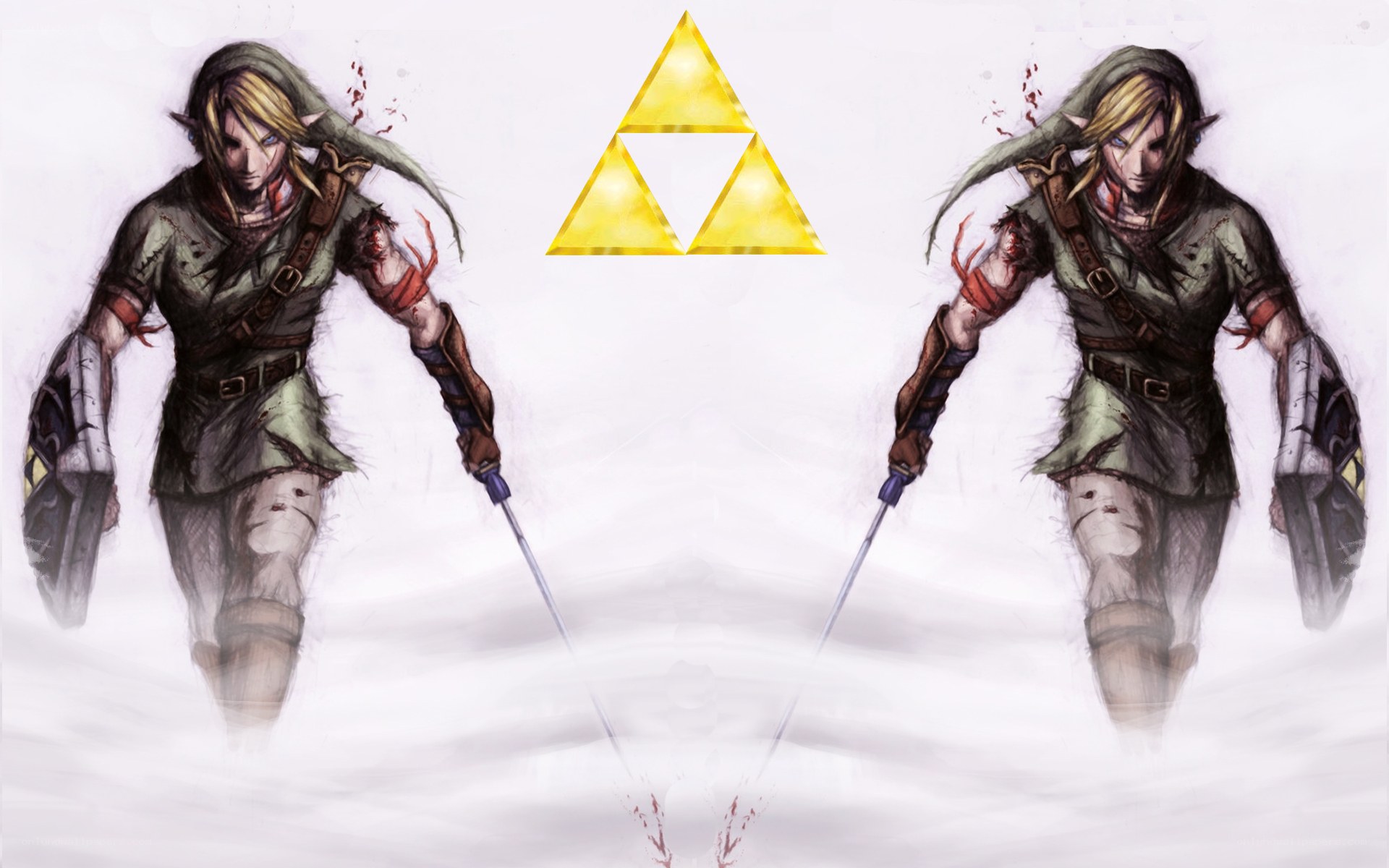 Link in battle with Triforce