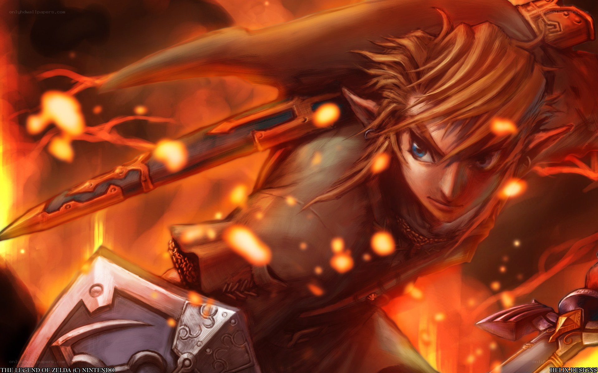 Link in fiery battle