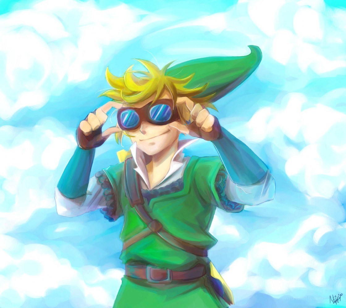 Link in goggles and green tunic