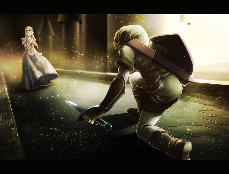 Link Kneeling Before Zelda