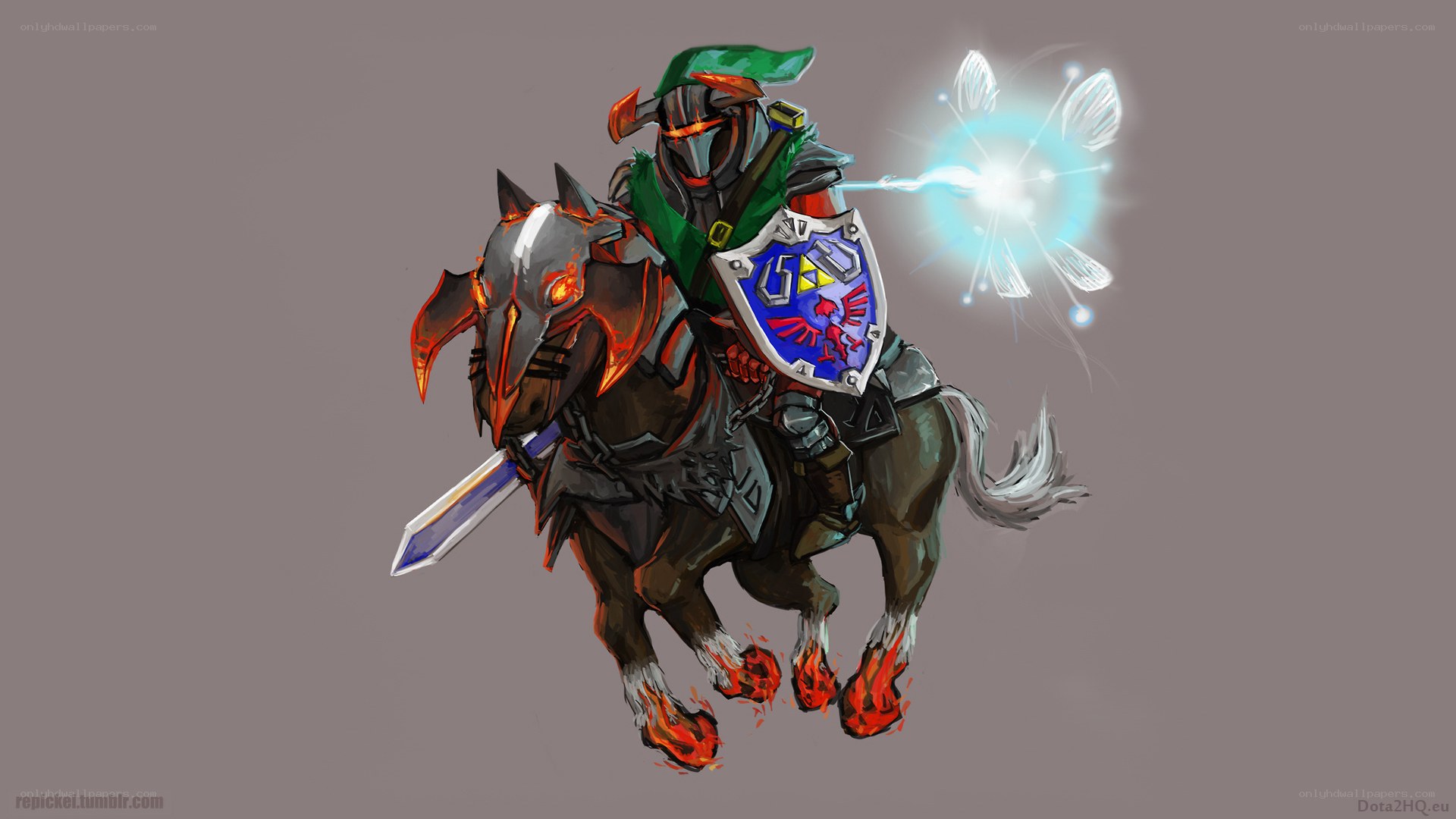 Link on a fiery horse