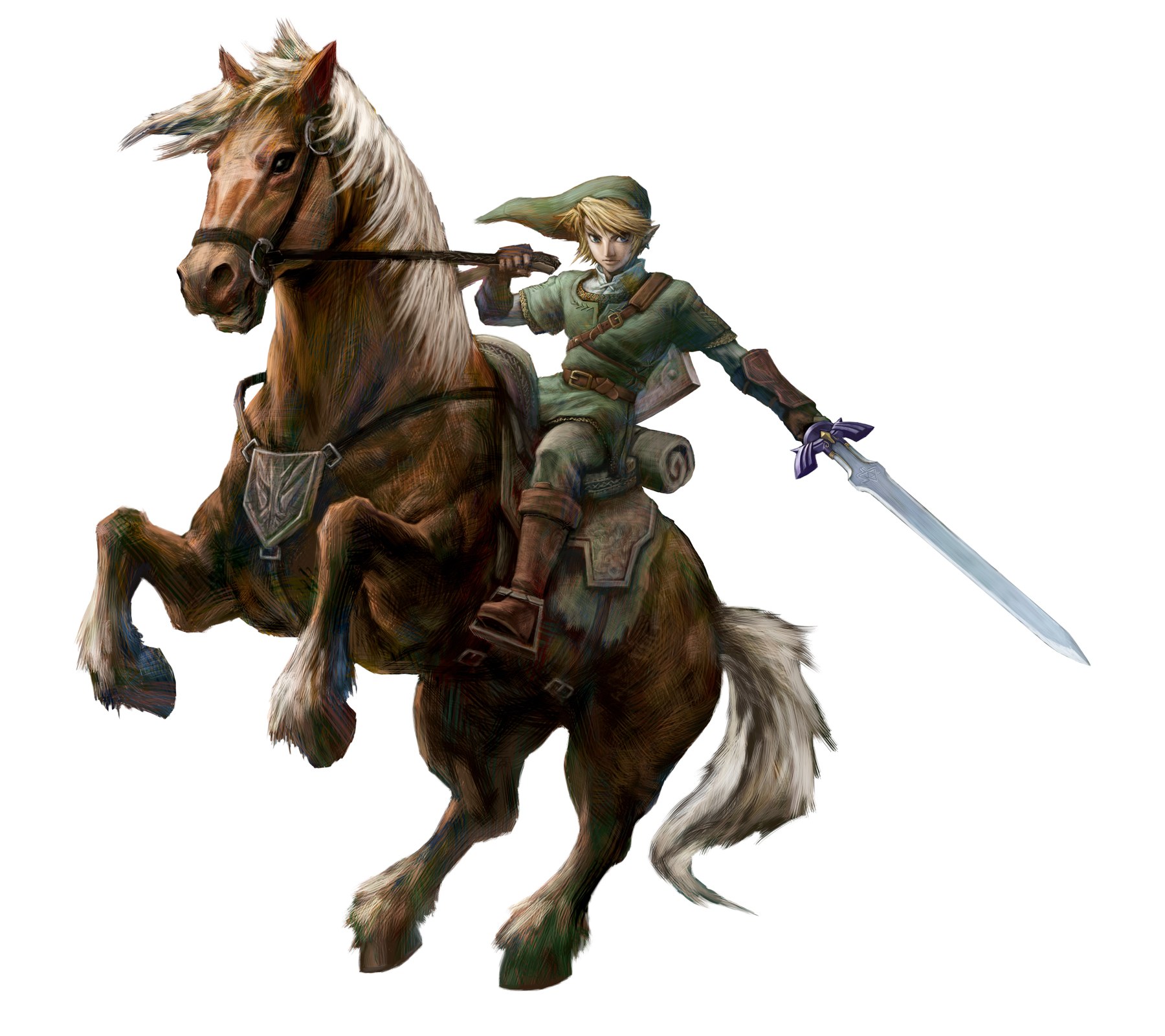 Link on a horse with sword