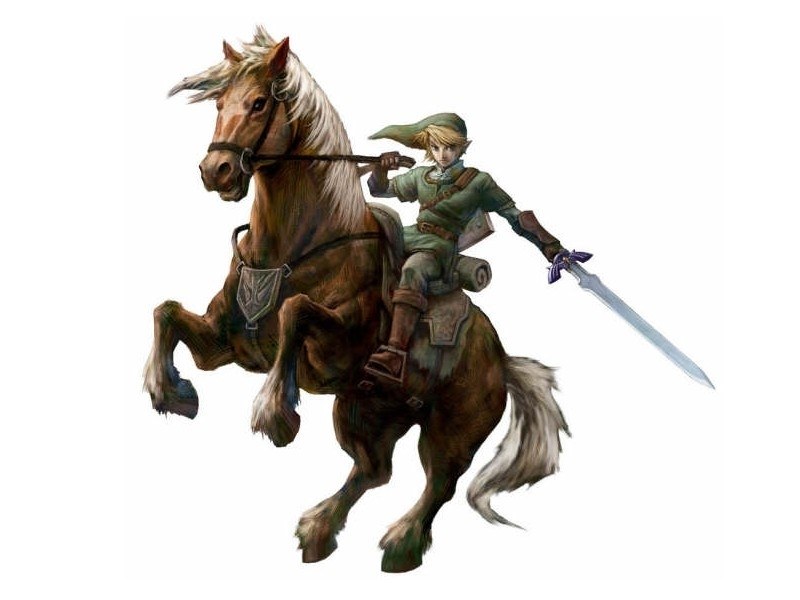 Link on a horse with sword