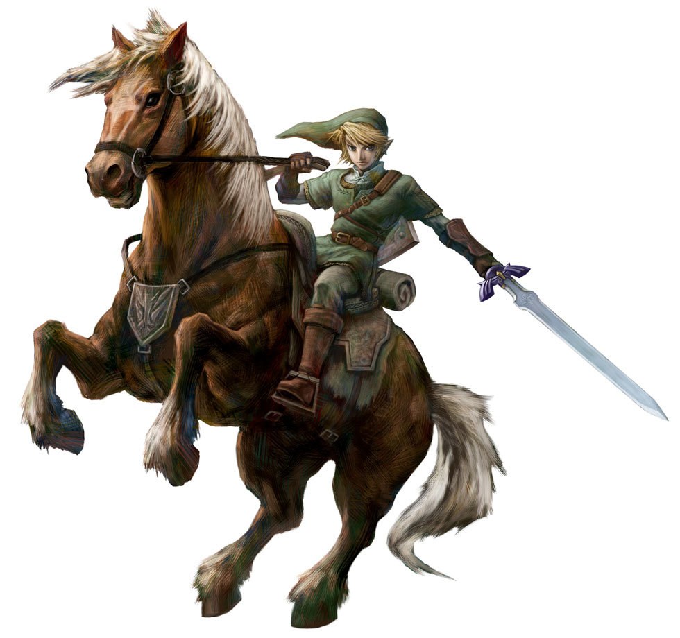 Link on a horse with sword