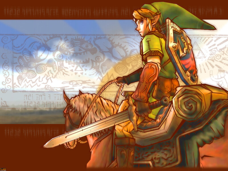 Link on horseback with sword