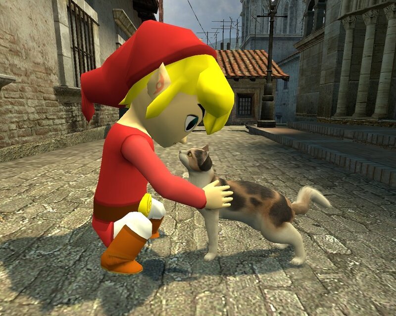 Link Petting a Cat