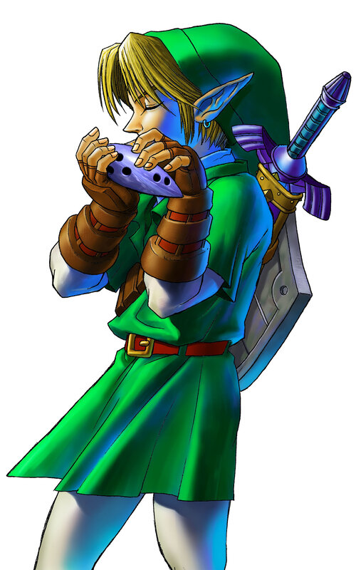 Link playing ocarina