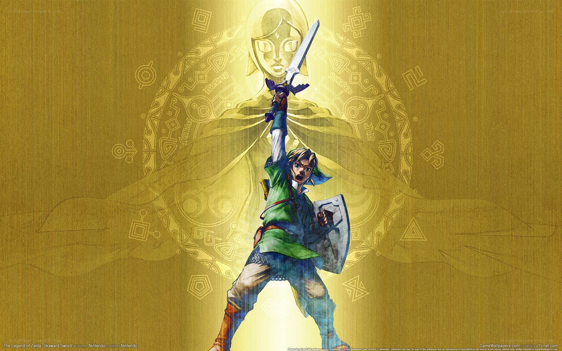 Link raises sword in Skyward Sword