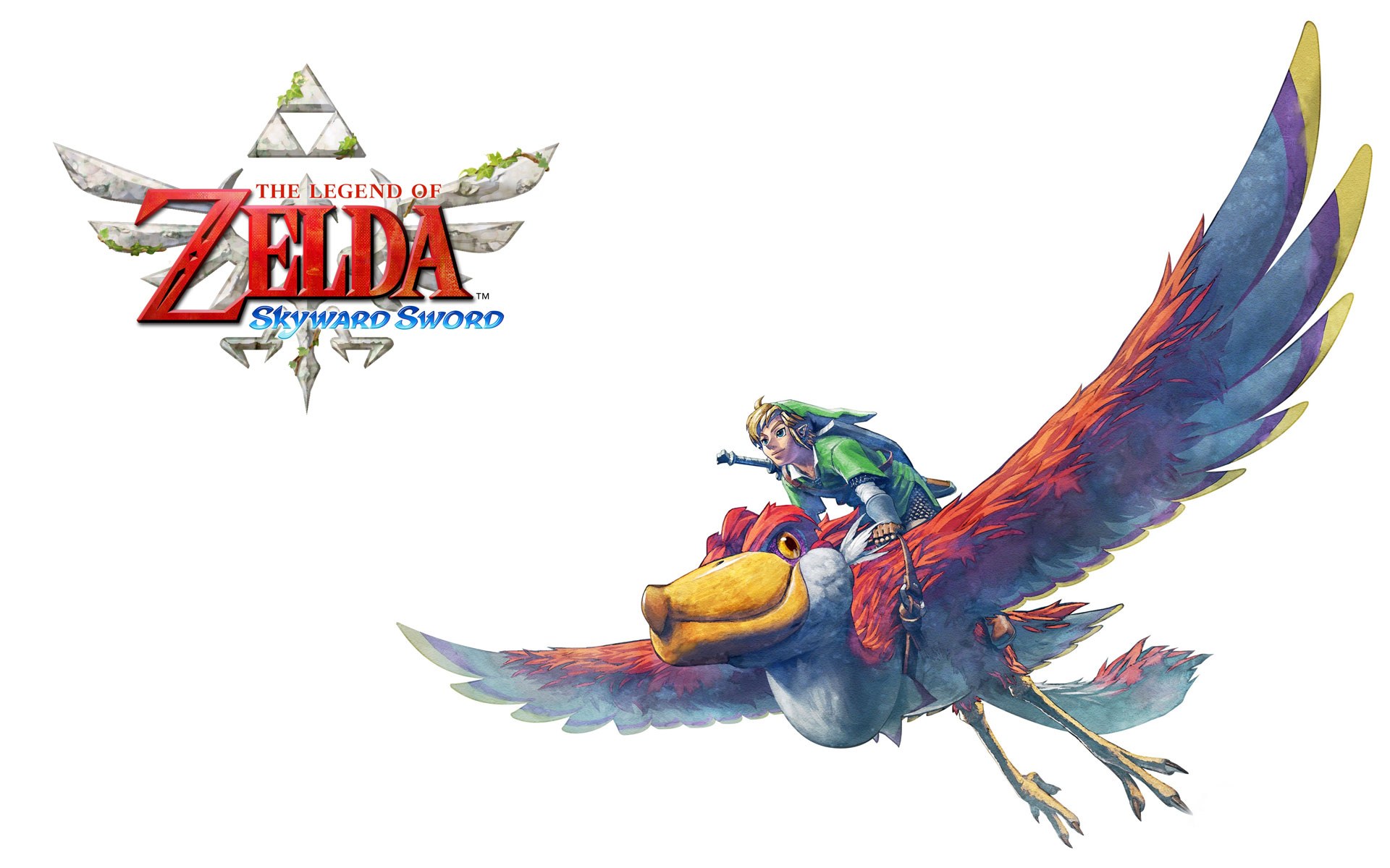 Link rides a bird in Skyward Sword