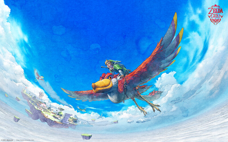 Link Riding a Bird — Blue, Adventurous, Morning, Illustration
