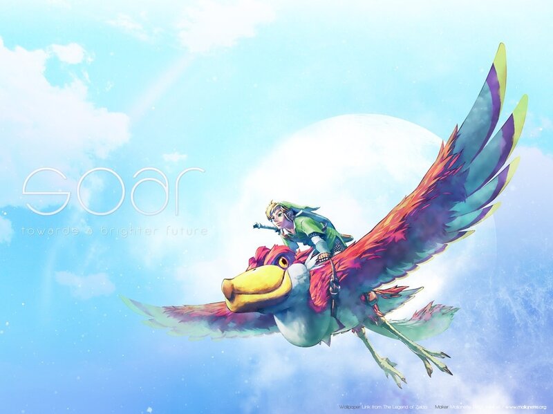 Link Riding a Bird — Blue