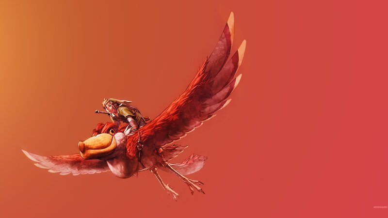 Link Riding a Bird — Red