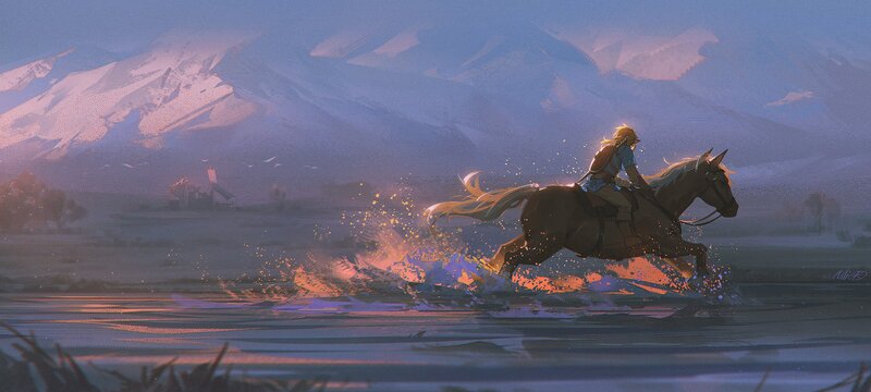 Link Riding Horse — Blue