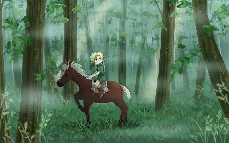 Link riding in a forest