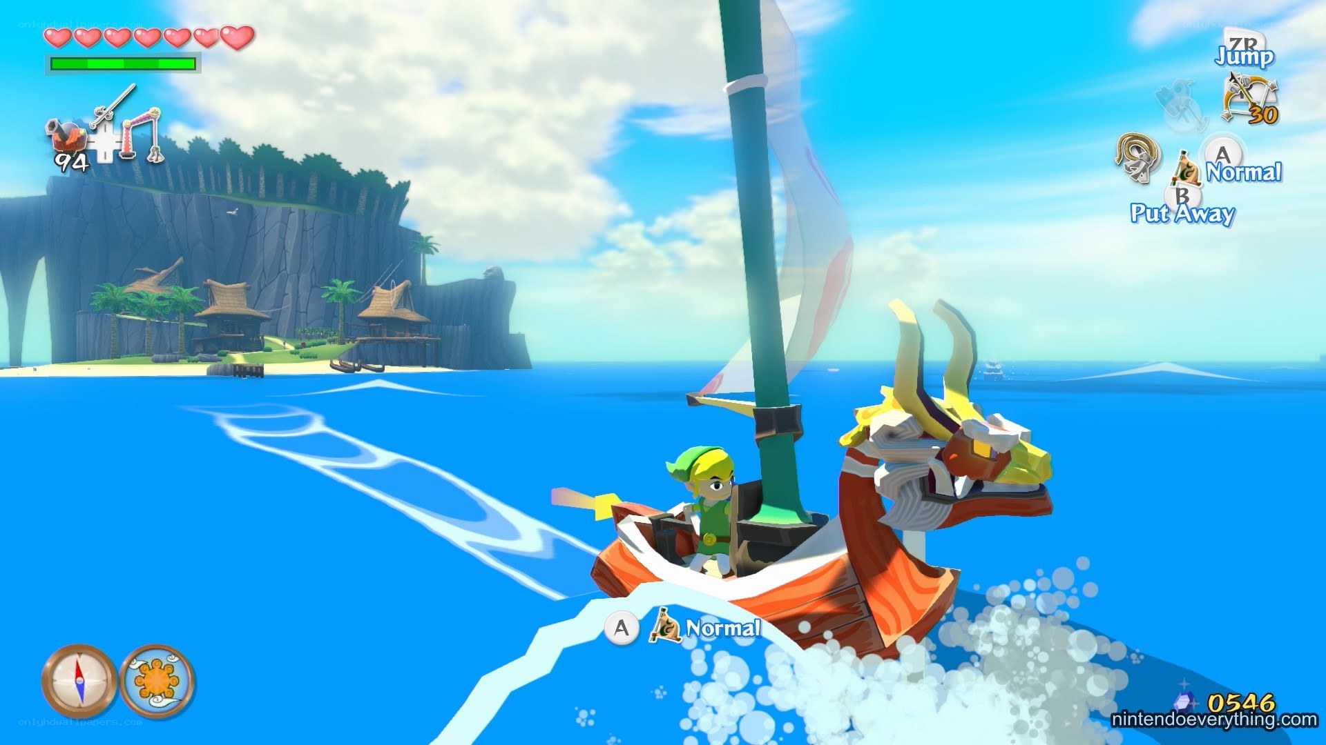 Link sailing a boat in Zelda