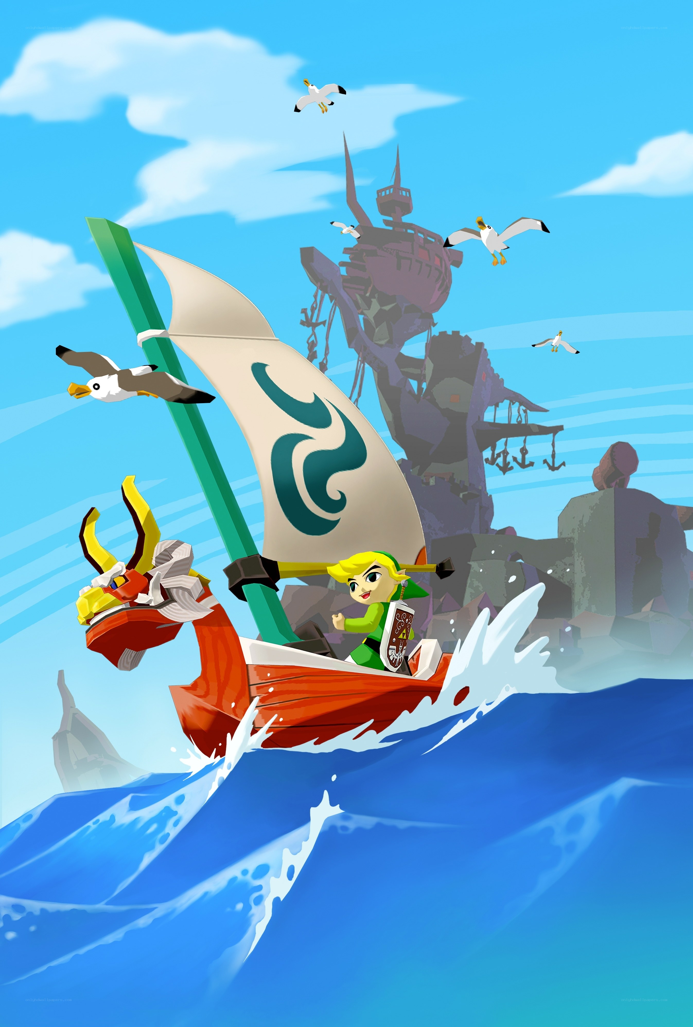 Link sails on a stormy sea