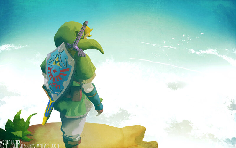 Link stands on a cliff