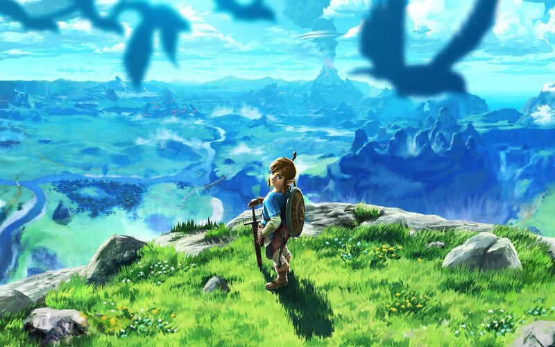 Link stands on a hilltop