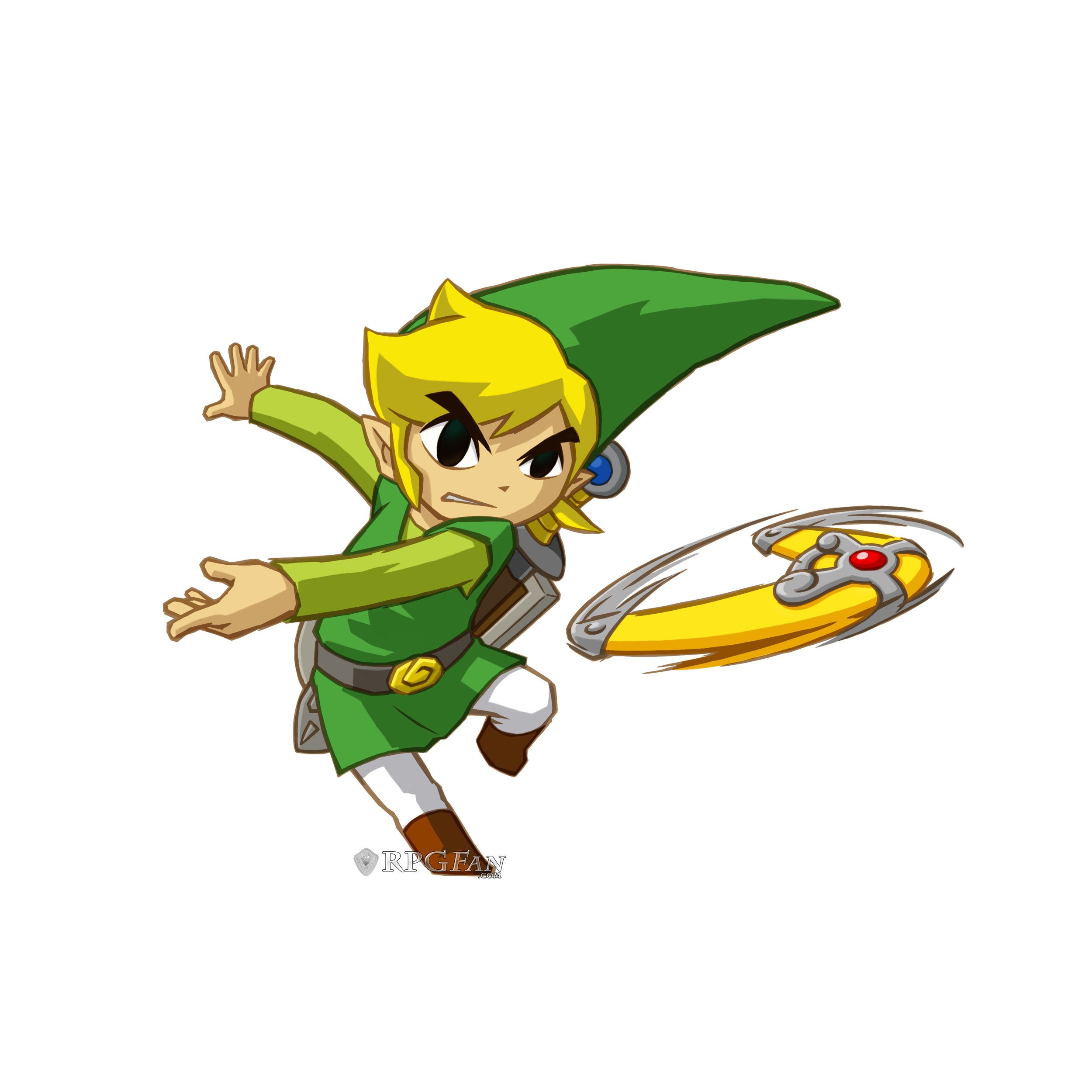 Link throwing a boomerang