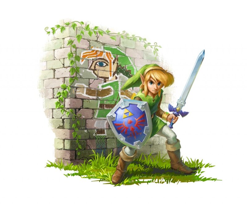 Link with Sword and Shield — Green, Adventurous, Digital Art