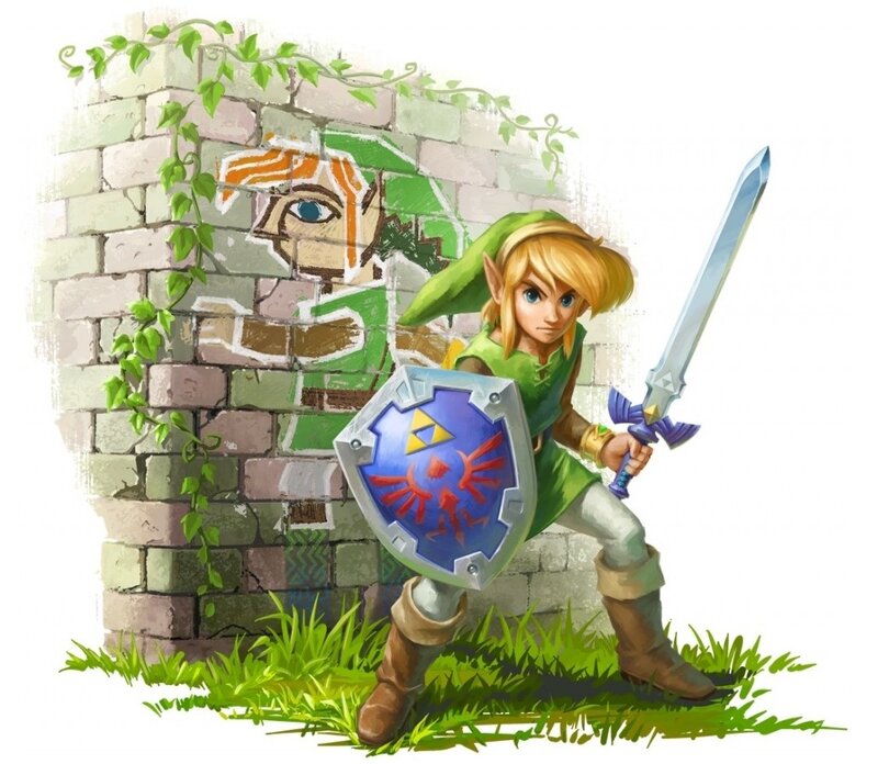 Link with Sword and Shield — Green, Determined, Digital Art