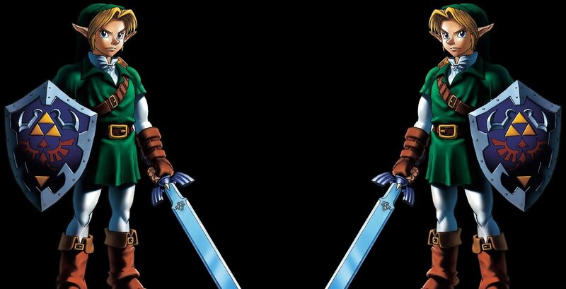 Link with Sword and Shield — Green, Dramatic, Digital Art