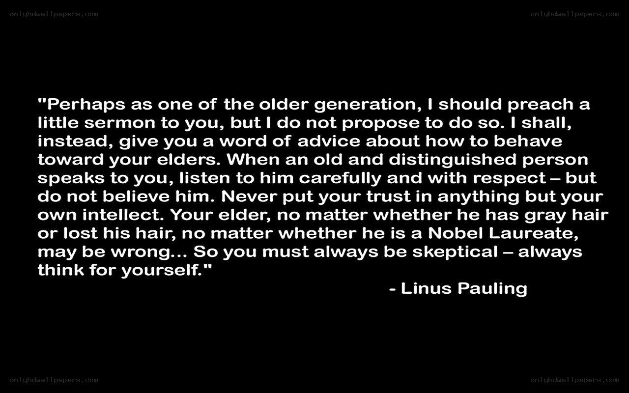 Linus Pauling quote on skepticism