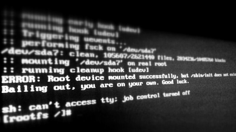 Linux boot error screen