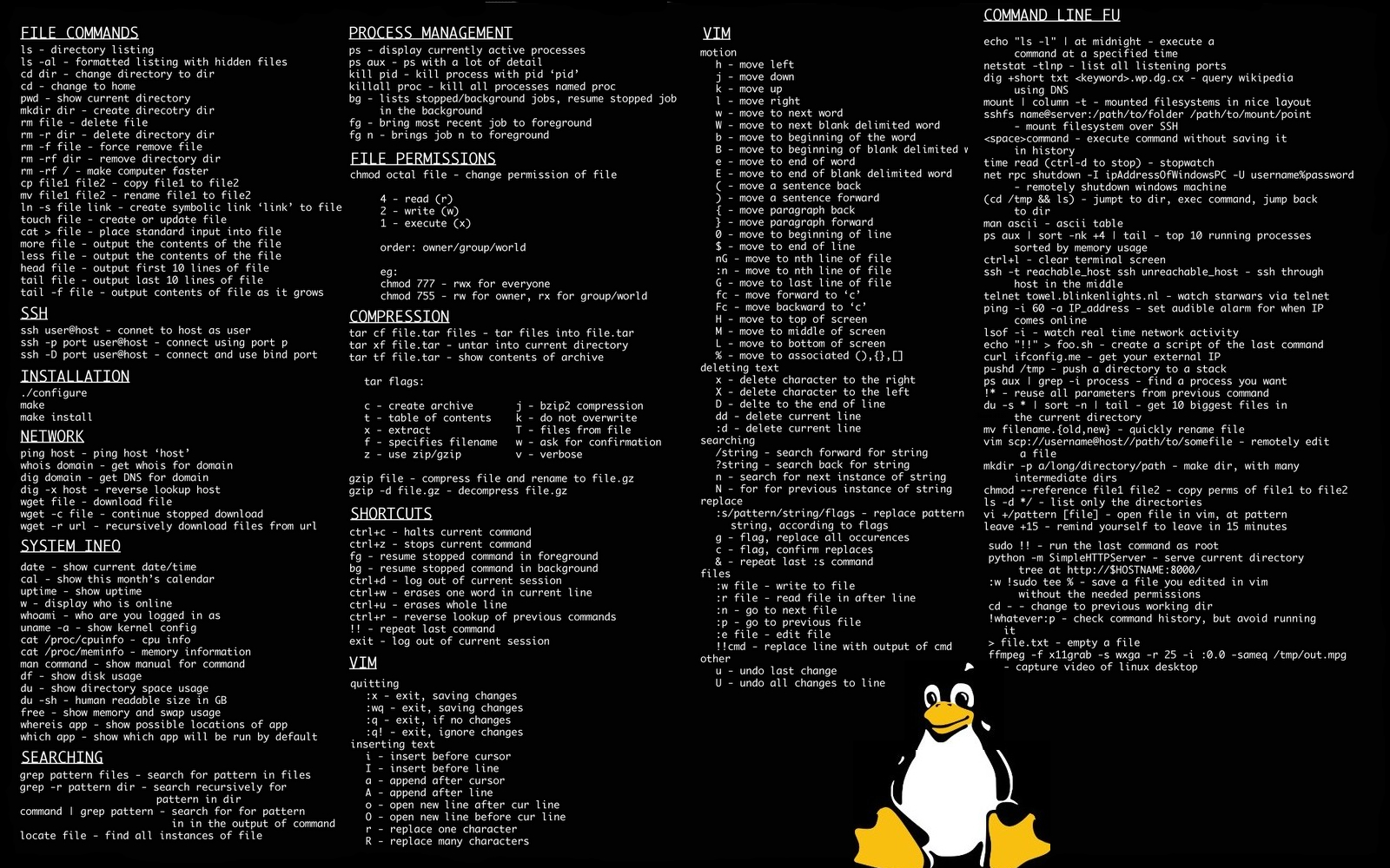 Linux command reference cheat sheet