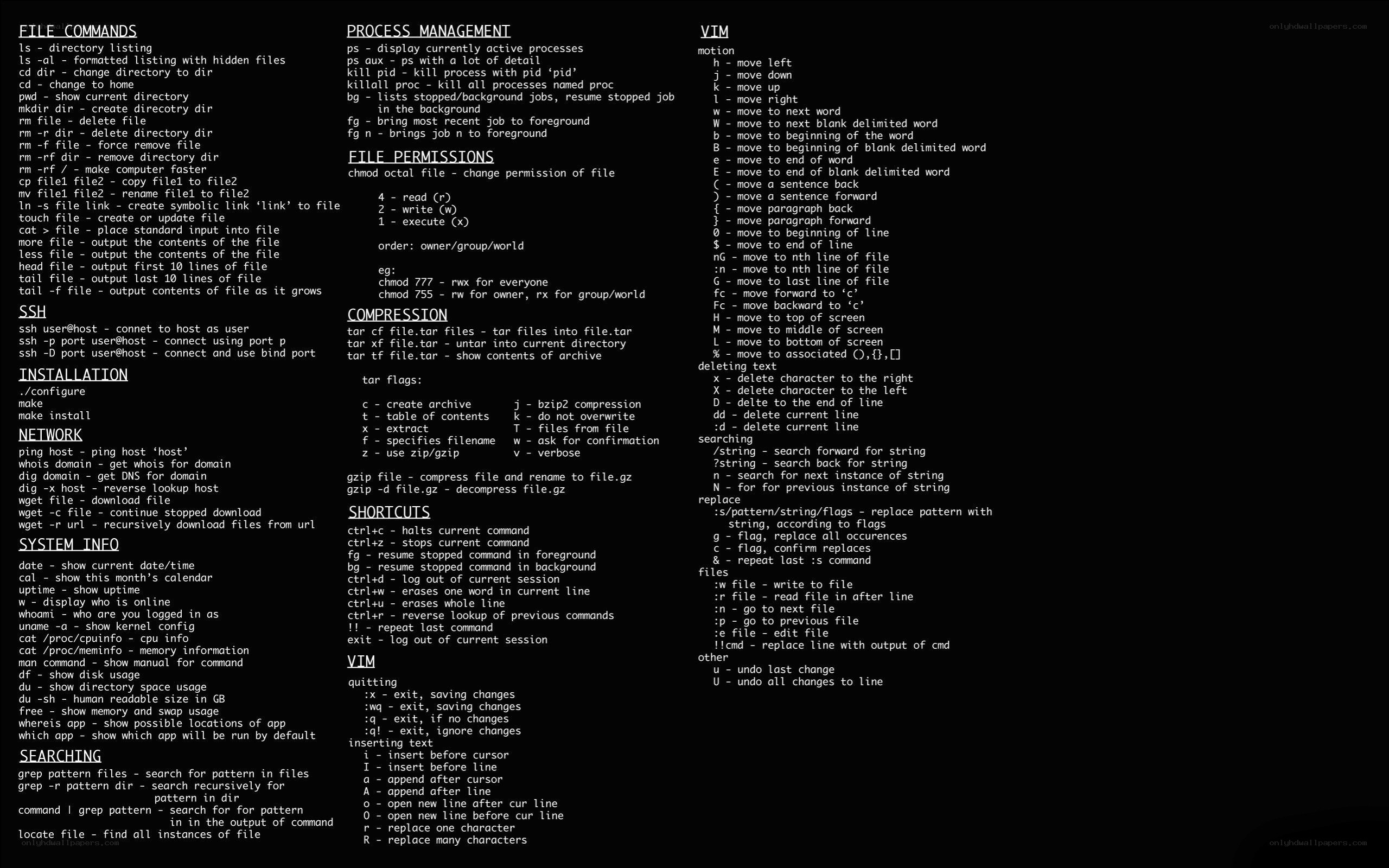 Linux command reference cheat sheet