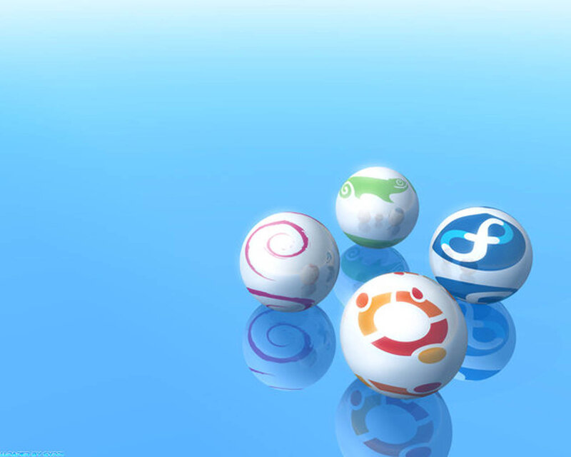 Linux distribution icons on blue