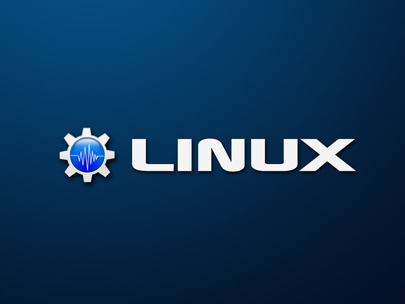 Linux logo on blue background