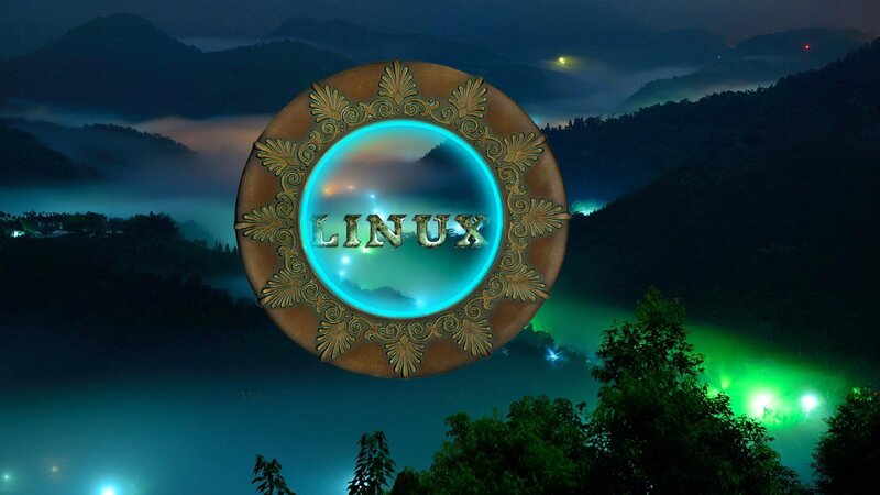 Linux Logo on Mountains