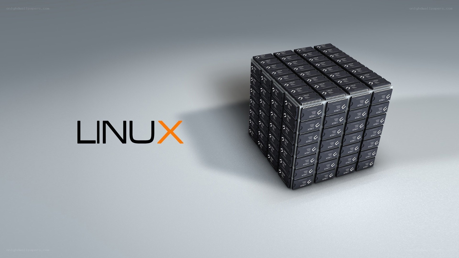 Linux logo with chip cube