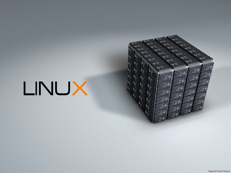 Linux logo with chip cube
