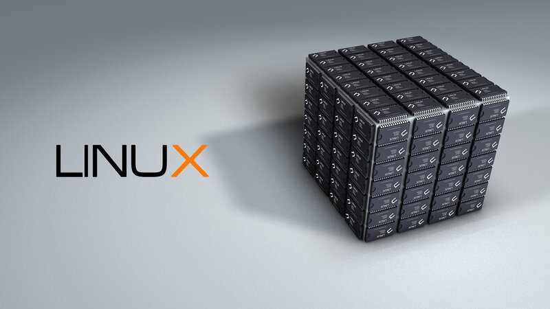 Linux logo with chip cube