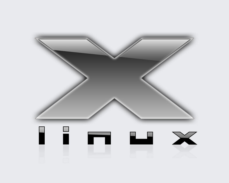 Linux logo with metallic X