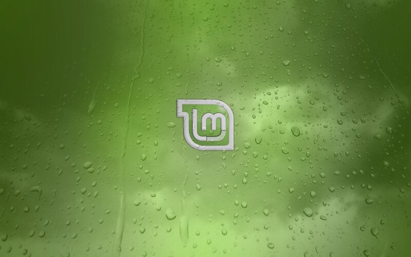 Linux Mint Logo — Green, Calm, Digital Art, Raindrops