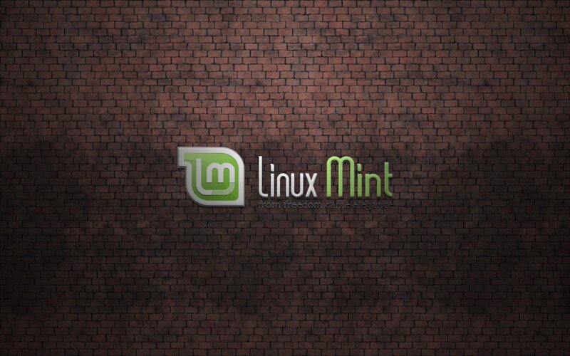 Linux Mint Logo — Green, Minimalist, Digital Art, Brick Wall