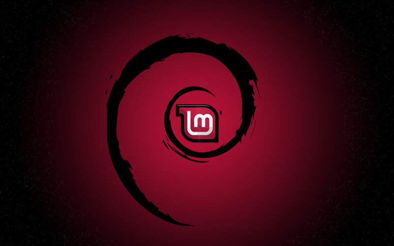 Linux Mint logo on red background