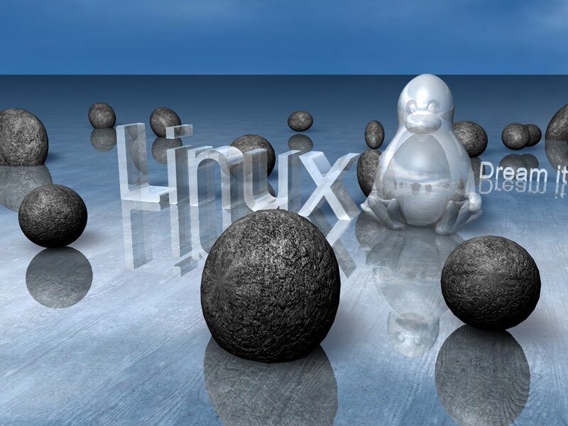 Linux penguin and spheres